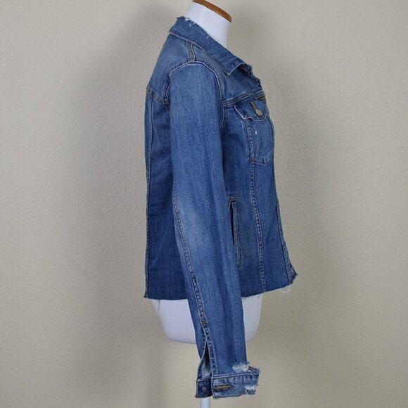 Joe's Jeans Distressed Denim Trucker Jacket - Picture 4 of 9